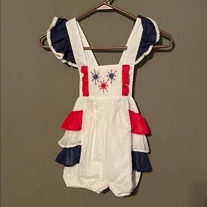 NWT Patriotic Ruffled Toddler Romper mini boho brand size 4